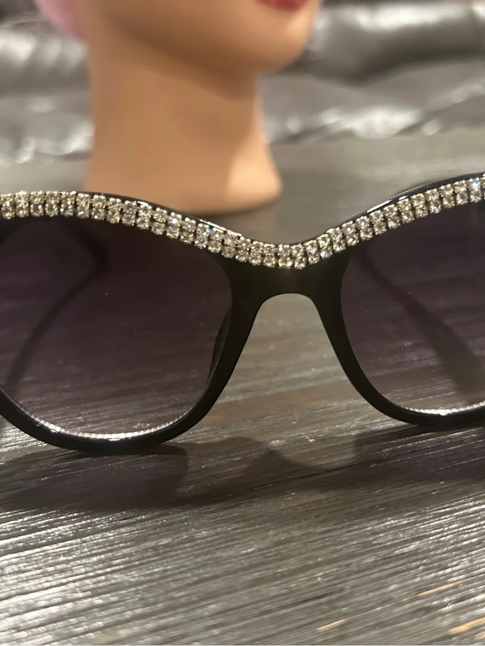 Women's Black Rhinestone Cat-Eye Sunglasses